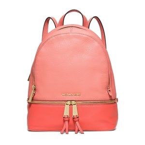 Michael Kors Rhea Medium Color-block Pink Leather Backpack